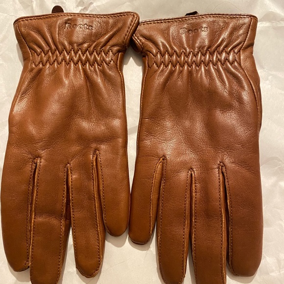 Roots genuine leather gloves Tan Brown US S - Picture 5 of 7